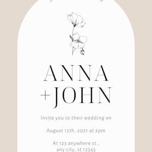 Minimalist Rose Save The Date Template – Modern Arch Design | Editable Canva Download | Haus of Minimalism