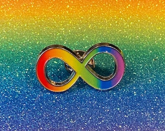 Rainbow Infinity Neurodivergent Pin Button Badge Autism Audhd Acceptance Awareness Autistic Gift Neurodiversity Pride
