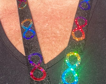 Autistic Autism Pride Neurodivergent Rainbow Infinity Lanyard ID Holder LGBTQ+ Teacher Therapist Gift