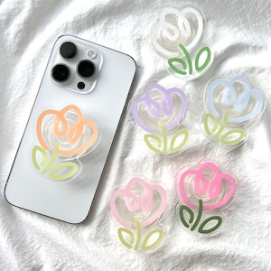 Cute Tulip Phone Stand, Flower Phone Accessory, Pastel flower Phone Holder