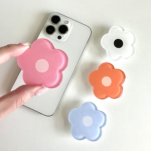 Simple and Glossy Flower, Cute Phone Holder, Clear phone grip, Flower Phone Accessories