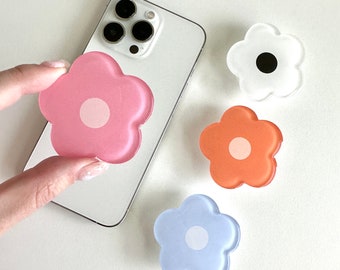 Simple and Glossy Flower, Cute Phone Holder, Clear Phone Grip