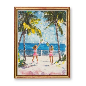 Tennis Art Playing Tennis on the Beach Art Tennis Themed Bedroom Art for Girls Room Tennis Decor