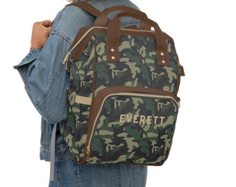 Custom Camo Print Multifunctional Diaper Backpack, South Texas Southern Style Diaper Bag, Baby Shower Gift, Personalized Diaper Bag Hunting