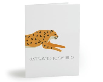 Cheetah Just to Say Hello Greeting Card, Checking In Greeting Card, Birthday Card, Thank You Notes, Cheetah Stationary