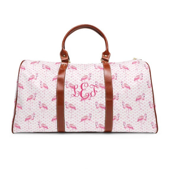 Custom Pink Flamingos Duffle Bag Preppy Girls Travel Bag Flamingo Print Overnight Bag Girls Weekender Bag Kids Sleepover Bag Custom Bag Etsy