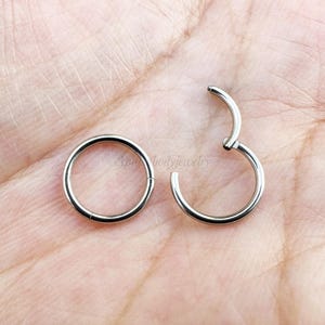 20G 18G 16G 14G Silver color 316L Surgical Steel Hinged Clicker Segment Ring Nose Hoop Daith Earring Cartilage Helix Tragus Piercing