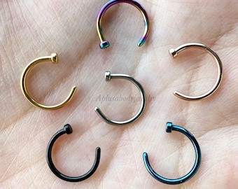 22G 20G 18G Chape C Open Nose Hoop Nose Ring Surgical Steel Basic Nose stud 8mm 10mm Diameter all colors