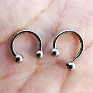 16g 14g Surgical Steel Silver Horseshoe Circular Barbell Segment Nose Ring Septum 6mm 8mm 10mm 12mm