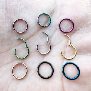 20G 18G 16G 14G Stal chirurgiczna Zawias Klikacz Segmentowy Pierścień Nosowy Kolczyk Daith 6 mm 7 mm 8 mm 9 mm 10 mm 12 mm