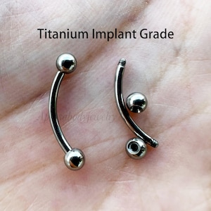 16g 14g Externally Threaded Implant Grade Titanium Silver Titanium Eyebrow Ring Curved Barbell 6mm 8mm 10mm 12mm