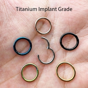 Titanium Hinged Clicker Implant Grade 20G 18G 16G 14G Segment Ring Nose Hoop Daith Earrings Lip ring 5mm 6mm 7mm 8mm 9mm 10mm 11mm 12mm