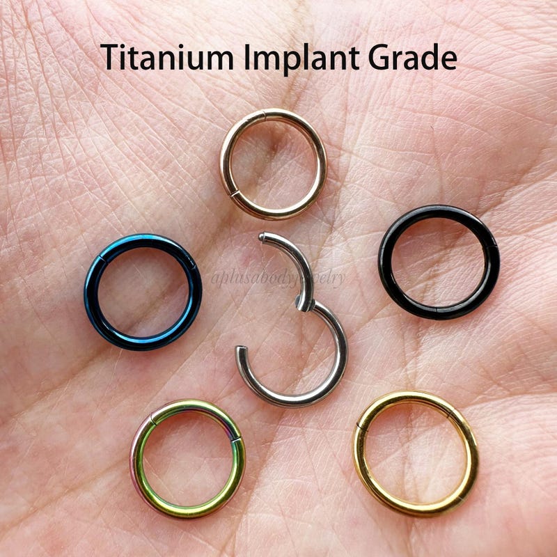 5-Pack 20G Hinged Segment Nose Rings - Septum Clicker, Lip, Cartilage Hoops
