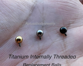 16g 14g Internally Threaded Titanium Replacement Balls Silver Gold Black 2.5mm, 3mm, 4mm, 5mm