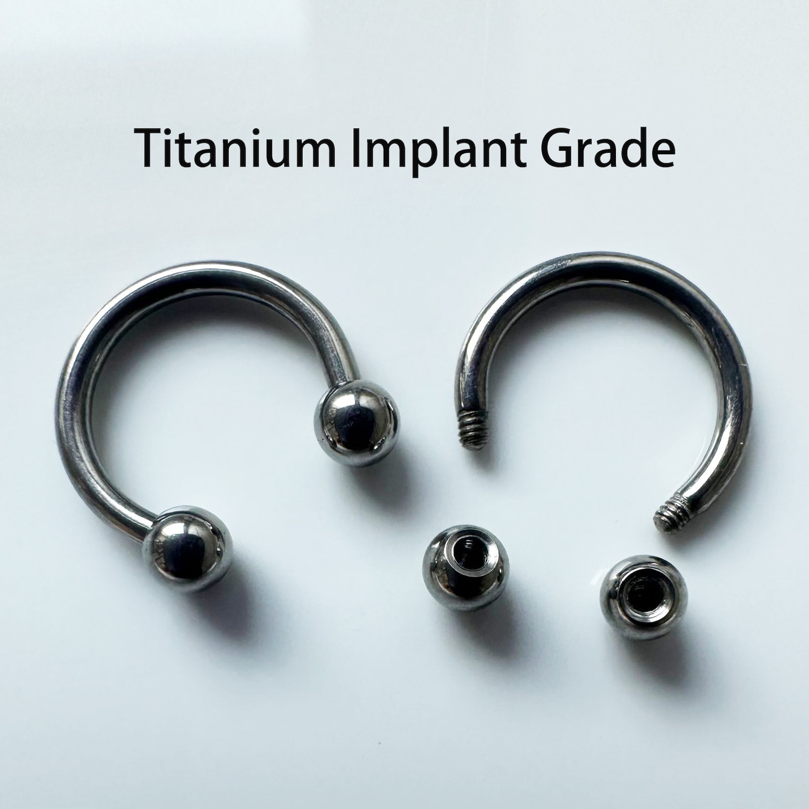 16g 14g Externally Threaded Implant Grade Titanium Silver Horseshoe ...