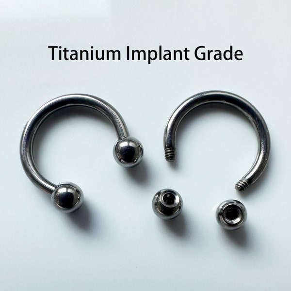 16g 14g Externally Threaded Implant Grade Titanium Silver Horseshoe Circular Barbell Segment Nose Ring Septum 6mm 8mm 10mm 12mm