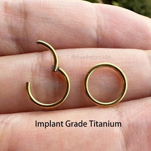 20G 18G 16G 14G Gold color Implant Grade Titanium Hinged Clicker Segment Ring Nose Hoop Daith Earring Cartilage Helix Tragus Piercing