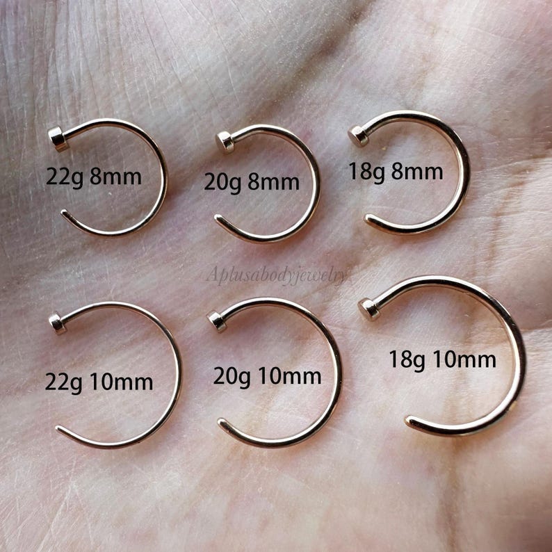 22G 20G 18G Chape C Open Nose Hoop Nose Ring Surgical Steel Basic Nose ...