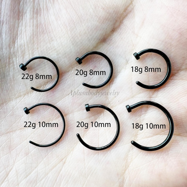 22G 20G 18G Chape C Open Nose Hoop Nose Ring Surgical Steel Basic Nose ...