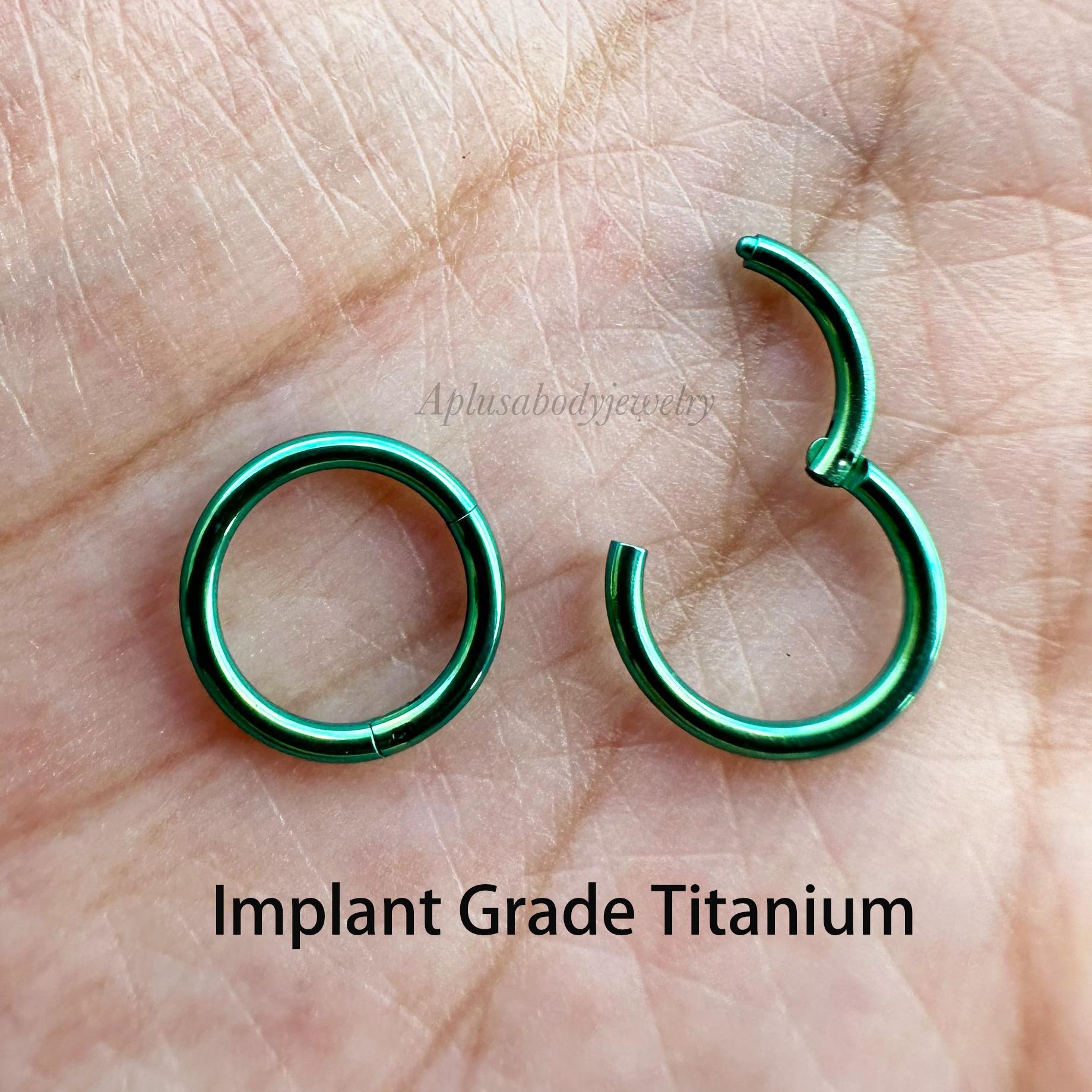 20G 18G 16G 14G Green color Implant Grade Titanium Hinged Clicker Segment Ring Nose Hoop Daith Earring Cartilage Helix Tragus Piercing