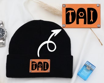 Father Tools Cadeau pour la fête des pères Bonnet Patch en cuir sur le chapeau d'hiver Cadeau amusant pour papa