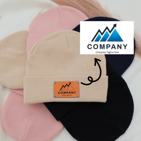 Bonnets avec écusson en cuir avec logo de marque personnalisé