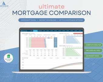 Mortgage Comparison using Microsoft Excel - Refinance analysis - Debt reduction - Loan repayment