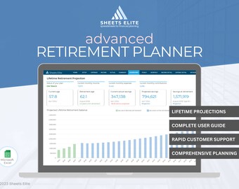 Advanced Retirement Planner using Microsoft Excel - Instant Downloadable Finance Planner - Digital Download - Spreadsheet Planner - Budget