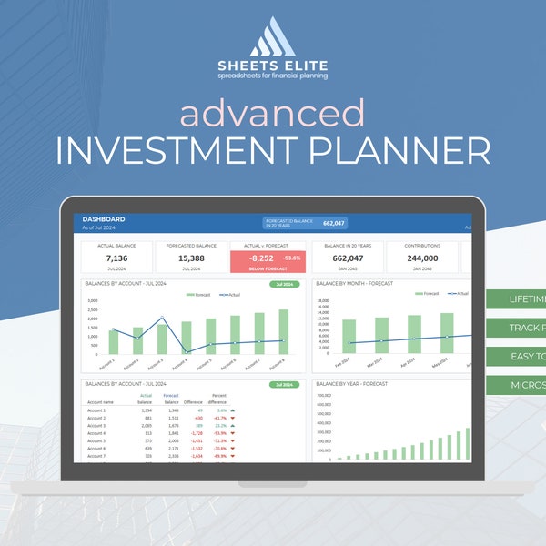 Advanced investment planner using Microsoft Excel