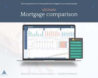 Ultimate Mortgage comparison ; Mortgage Calculator ; Excel & Google Sheets ; Real Estate Planning ; Debt Tracker ; Real Estate