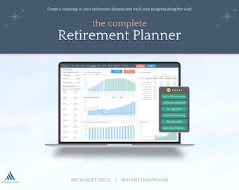 Complete Retirement Planner - Microsoft Excel - Digital Download - Budget planner - Financial planner - Savings tracker - Budget spreadsheet