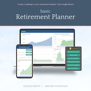Planificador básico de jubilación (Hojas de cálculo de Google) - Planificador digital de descarga instantánea - Plantilla de hoja de cálculo - Presupuesto de pensión