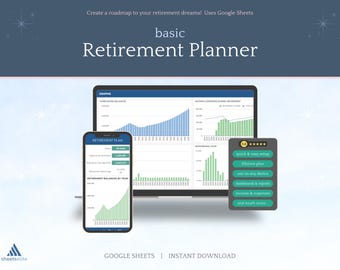 Basic Retirement Planner Google Sheets - Instant Download Digital Planner - Spreadsheet Template - Pension Budget