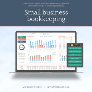 Boekhouding voor kleine bedrijven - Microsoft Excel - digitale planner direct downloaden - spreadsheetsjabloon