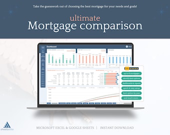 Ultimate Mortgage comparison ; Mortgage Calculator ; Excel & Google Sheets ; Real Estate Planning ; Debt Tracker ; Real Estate