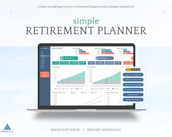Simple Retirement Planner - Microsoft Excel - Instant Download Digital Planner - Spreadsheet Template - Pension Budget