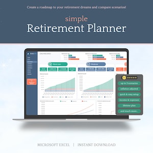 Simple Retirement Planner - Microsoft Excel - Instant Download Digital Planner - Spreadsheet Template - Pension Budget