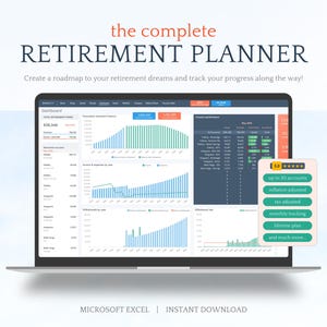 Complete Retirement Planner-Microsoft Excel-Instant Download-Spreadsheet Template-Pension Budget-Investment Tracker-Retirement tracker