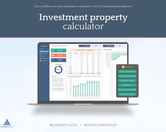 Investment property calculator ; Microsoft Excel ; Rental property ; Real estate investment ; Airbnb spreadsheet ; Landlord template