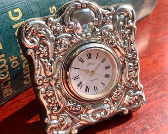 Vintage Silver Desk/Bedside Clock, R. Carr of Sheffield Hallmarked