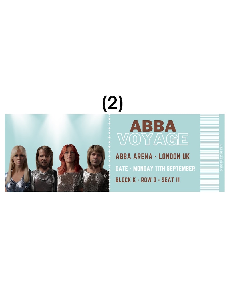 Abba Voyage Personalised Souvenir Ticket Etsy