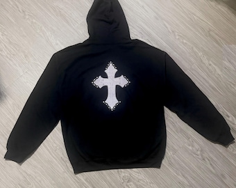 STONE　19SS cross zip hoodedjacket 6 Cross Rhinestone Hoodie - Etsy