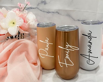 Champagne Tumbler | Custom Tumbler with Lid and Straw | Vacation Tumbler | Gift for Her | Bridesmaid Proposal Gift | Personalized Gift