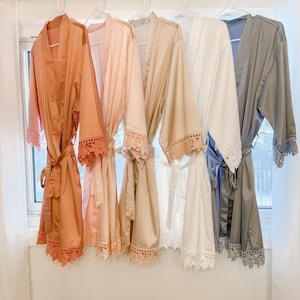 Custom Bridal Robe | Lace Trim Robe | Wedding Day Robe | Wedding Dressing Gown | Maid of Honor Robe | Bridesmaid Robe | Bridesmaid Proposal