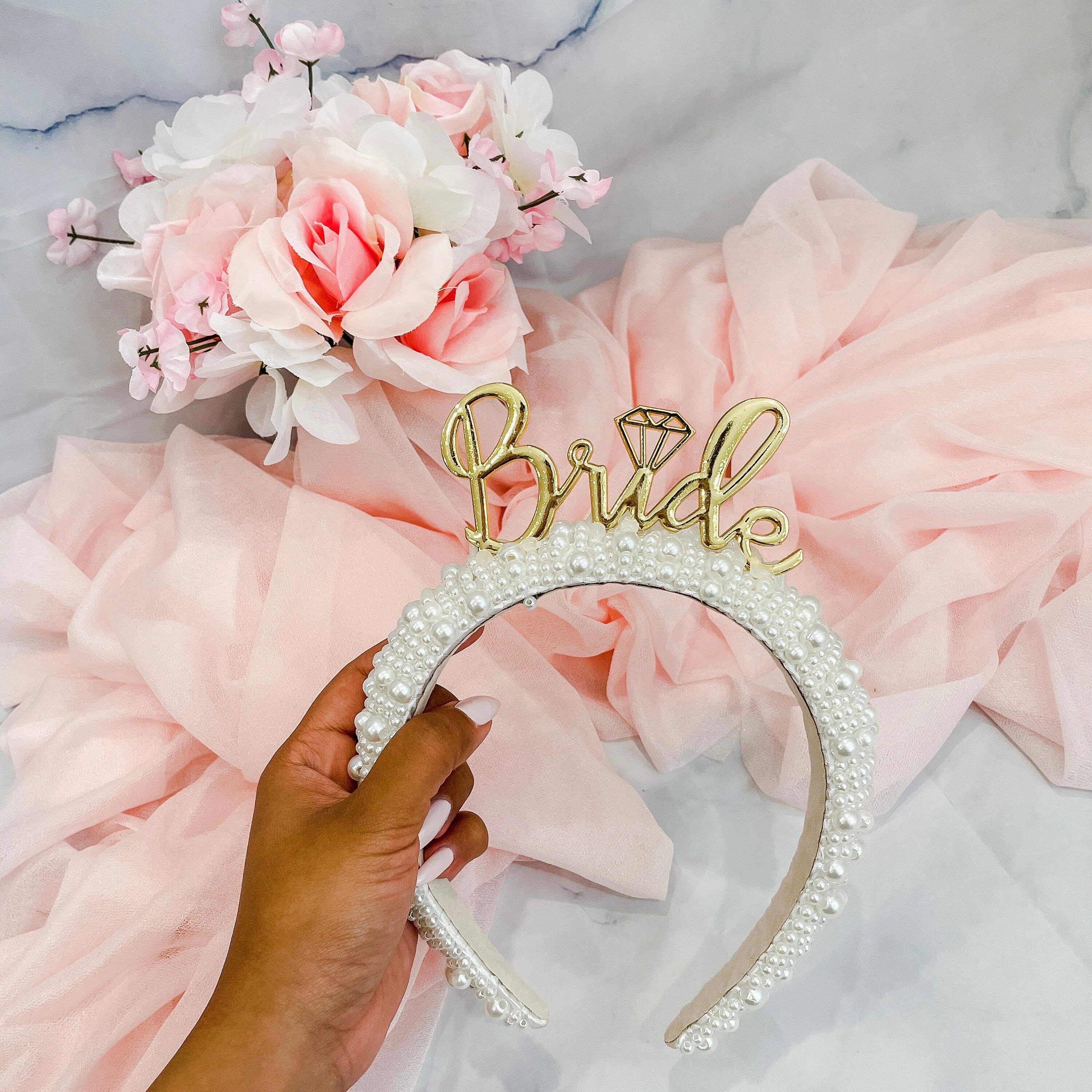 Bachelorette Headband | Bride Headband | Pearl Bridal  display picture 3