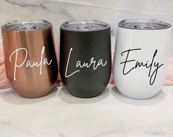 Benutzerdefinierte Weinbecher | Urlaub Becher | Personalisiertes Geschenk Benutzerdefinierte Geburtstagsgeschenk | Wein Becher | Braut-Weinglas | Brautjungfer Glas