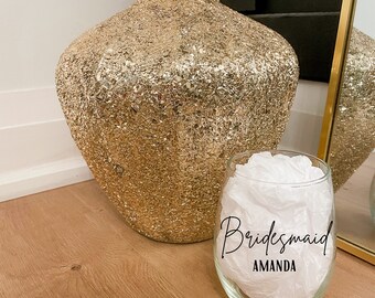 Copa de vino para dama de honor / Copa de vino para novia / Copa de vino personalizada / Regalo de propuesta de dama de honor / Ideas de regalos para novias / Regalo de dama de honor / Regalo para ella