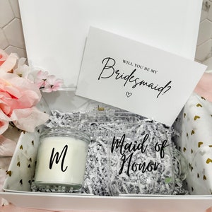 Caja de propuesta de dama de honor / Regalo de dama de honor / Taza de vidrio personalizada / Vela de dama de honor / Propuesta de dama de honor / Regalo para ella / Regalo personalizado