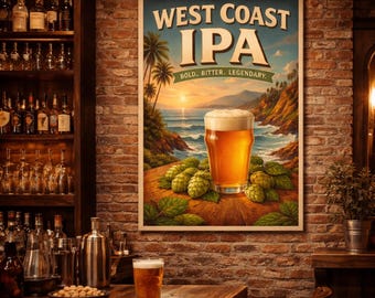 West Coast IPA Vintage Poster | Retro Craft Beer Art (Digital Download)