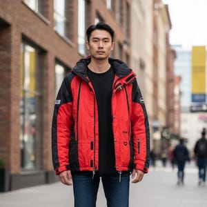 Vintage Marker Ski Jacket Mens XL Red Black Salt Lake City 2002 Olympics Y2K Snowboard Shell